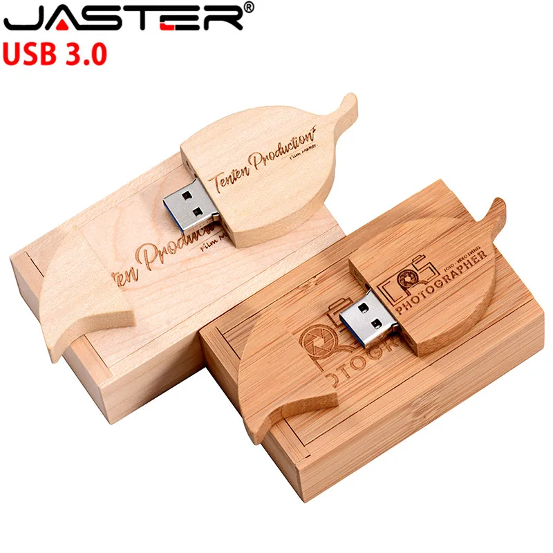 JASTER USB 3,0 флэш-накопитель с листом+ деревянная коробка для хранения USB ручка-накопитель карта памяти 4G 8G 16GB 32GB 64GB 128GB U диск Рождественский подарок