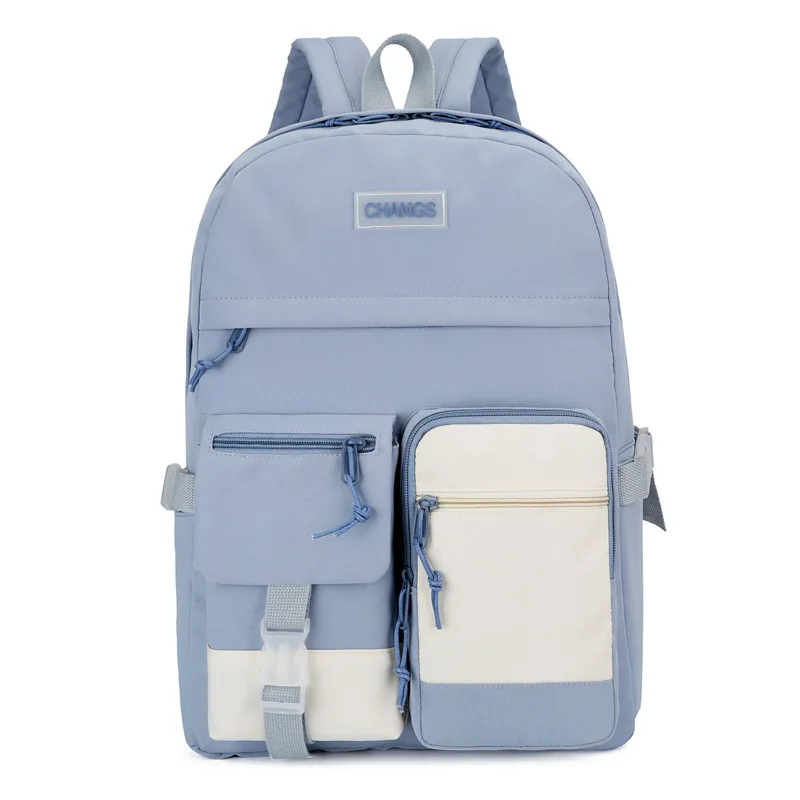 Primary Girls Boys Simple Portable Contrast Color Backpack Korean Style Student School Bags Fashion Large Capacity Backpack