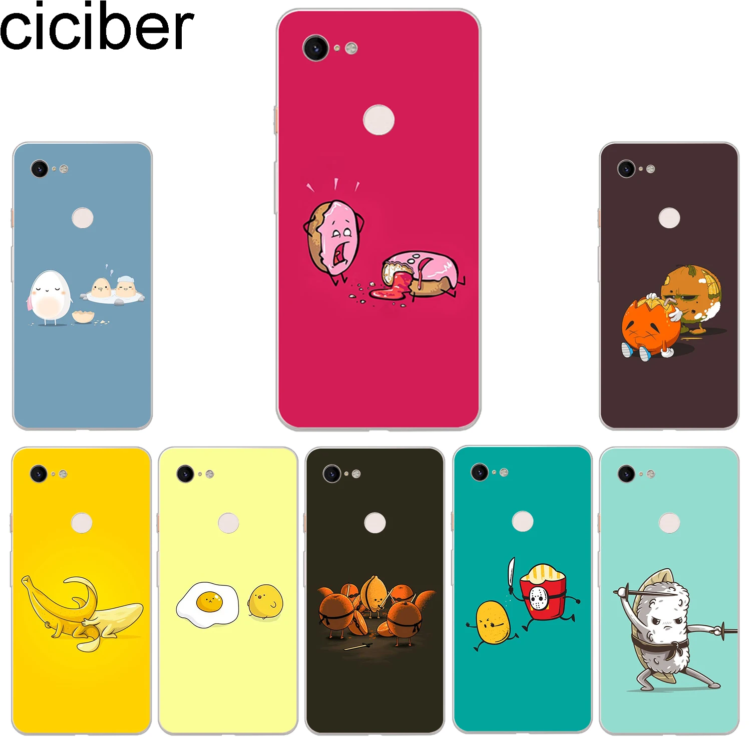 ciciber New Fashion Funny Food Phone Cases For Google Pixel 3 2 XL Case Soft Silicone TPU Back Cover for 3XL 2XL Fundas |