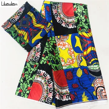 

Charming african fabric soft satin silk with chiffon fabric for women dress silk satin mixed pattern prints 4+2yards/pcs B29-10