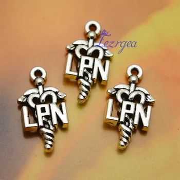 

20pcs/lot--23x13mm, Antique silver plated LPN Practical Nurse charms,DIY supplies,Jewelry accessories