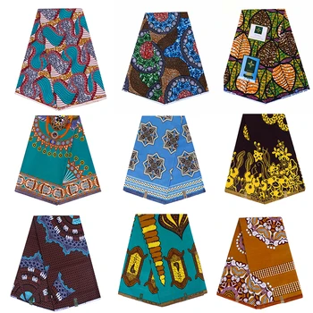 

New African Fabric Wax Block Prints Fabric for Party Dress African Real Guaranteed Ankara Fabric Wax Fabric 6 Yards