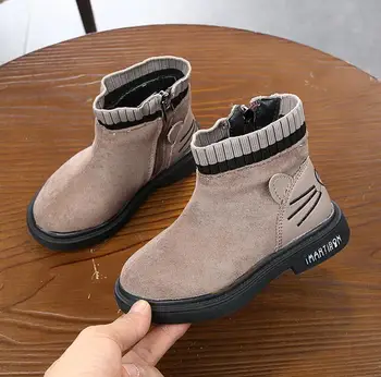 

Children Snow Boots 2020 Autumn Thickening Cotton Shoes Boys Girls Waterproof Non-slip Ankle Boots Kids Leather Martin Boots