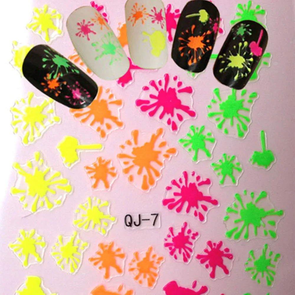 Halloween Neon Owl Nail Art Sticker Fluorescent Crystal Nail Decal Waterproof DIY Manicure Lightning Decoration French Nail Art