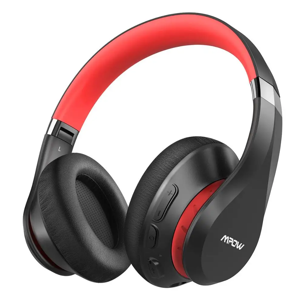 Mpow H20 Bluetooth наушники беспроводные наушники с HiFi глубоким басом шумоподавления микрофон гарнитура с 30 ч Время воспроизведения для IPhone 11 - Цвет: Black-Red Headphone