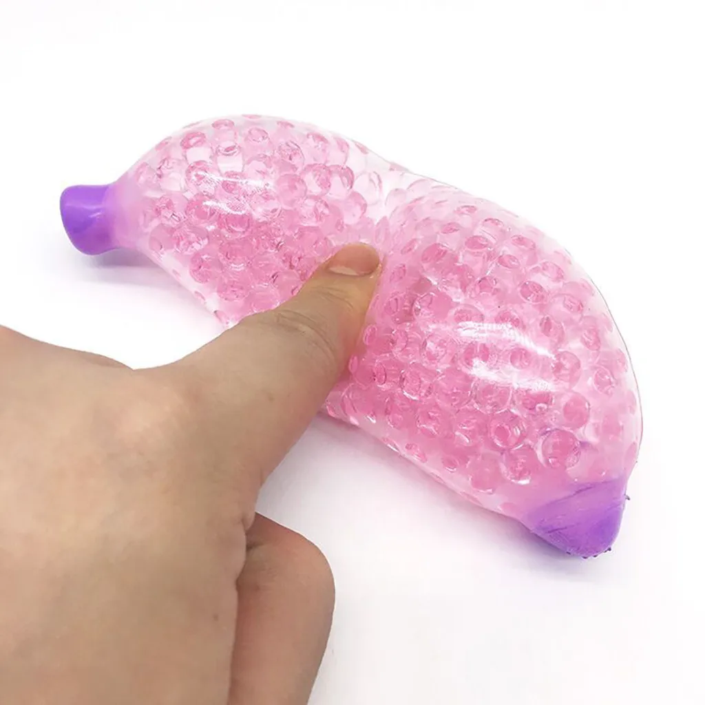 Juguete pelota de estrés con cuentas de plátano esponjoso, exprimible con forma de baya, para adultos, descompresión sensorial, juguetes para apretar