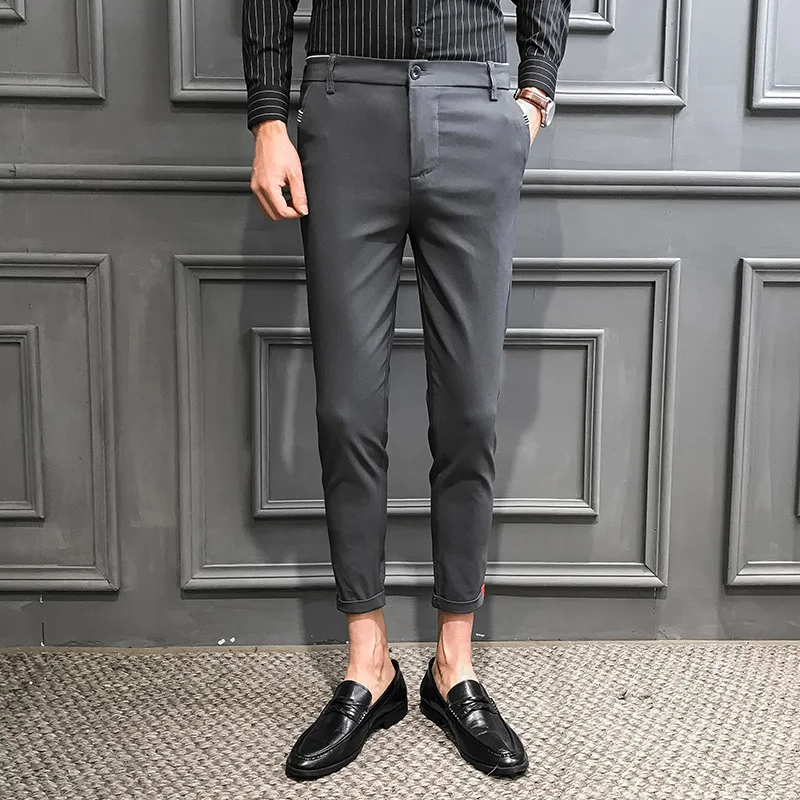 

2020 Spring British Style Pants Men Solid Pantalon Hombre Hot Sale Streetwear Pantalon Homme Business Formal Wear Suit Men Pant