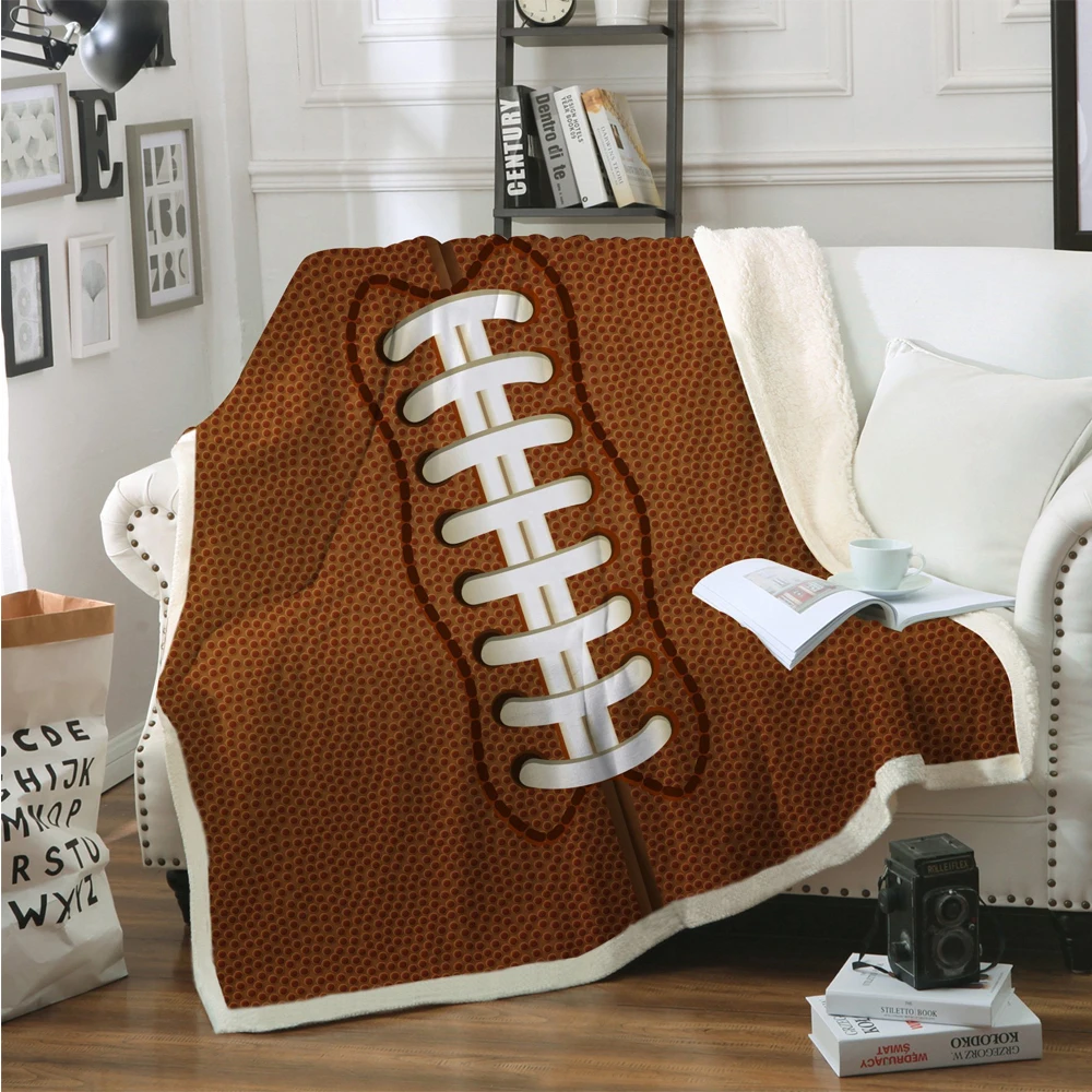 Новое 3D принтованное баскетбольное/футбольное/теннисное шерпа одеяло плюшевая бархатная тёплая простыня мультяшное офисное одеяло для короткого сна 002 - Цвет: 2