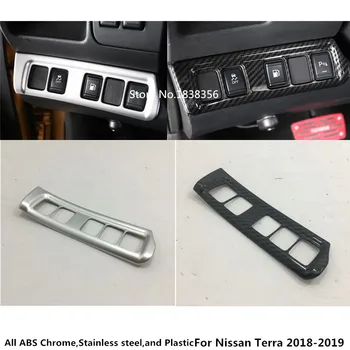 

For Nissan Terra 2018 2019 2020 Car Detector Cover ABS Chrome/Carbon Fibre Front Head Fog Light Switch Trim Frame Lamp 1pcs