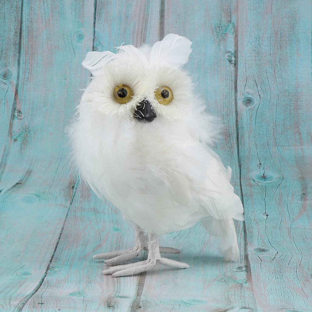18cm Furry White Owl, Stuffed Small Plush Animal Toy Ornaments for Home Car Decoration
