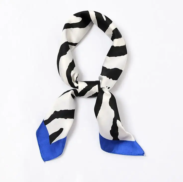 

Yishine 70x70CM 5Colors 2021 Silk Scarf Zebra Prints Satin Women Bandana Hairband Lady Head Wraps Female Shawl Neckerchief