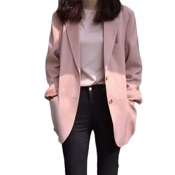 

Women Blazers and Jackets Elegant Pink Korean Women's Blazer Suit Jacket Black Blazer Female Cape Long Sleeve Womens Suit 2020