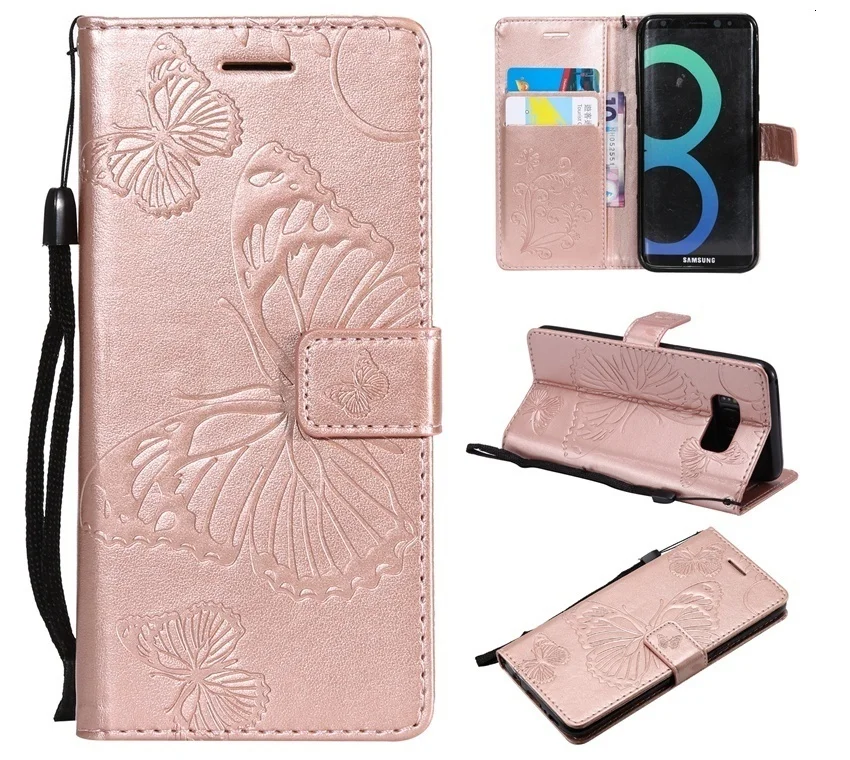 Butterfly Leather Wallet Case For RedMi Note 8 Pro 4X 4A 5A 6 7 8A GO S2 Flip Cover For XiaoMi Mi A1 A2 A3 Mi8 Lite Mi9 F1 Cases cases for xiaomi blue