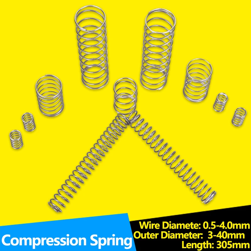 

Stainless Steel cylindroid Helical Coil Compression Long Spring Length 305mm Pressure compressed Rotor Return Spring Custom