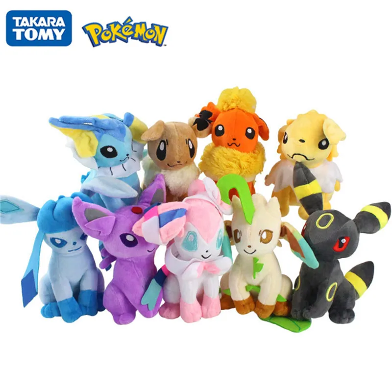 

20CM 9PCS TAKARA TOMY Pokemon Pikachu Glaceon Leafeon Umbreon Espeon Jolteon Vaporeon Flareon Eevee Sylveon Toy for Kids