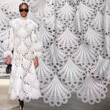 Белое гипюровое кружево № 1 ткань хорошее качество кружева Неделя моды Лучшие оригинальные гипюровые ткани для шитья дизайнерская ткань