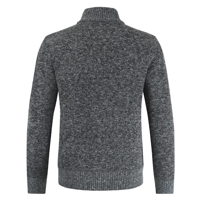 Stand collar knit jacket men's geometric pattern fashion slim trend Korean knit cardigan plus velvet warm sweater 2019 New Stand collar knit jacket men's geometric pattern fashion slim trend Korean knit cardigan plus velvet warm sweater 2019 New