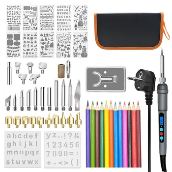 

60W Soldering Iron Wood Burning Tool Set Adjustable Carving Tools Soldering Iron Welding Tool Set Wood Embossing Burning Set US