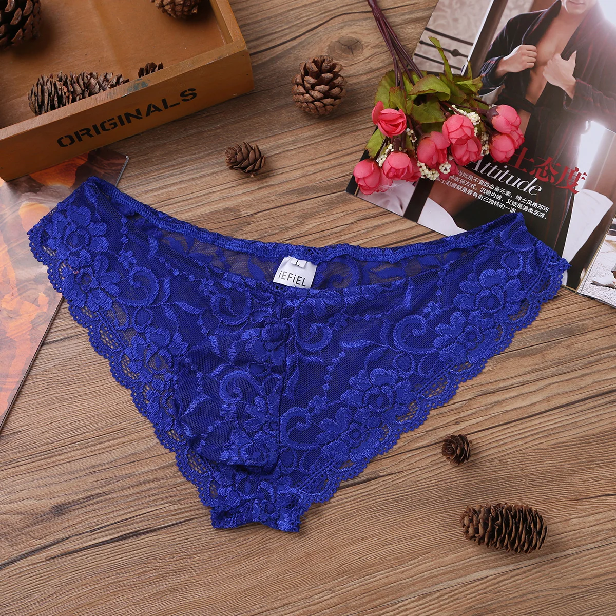 Men's Floral Lace Sheer See-Through Lingerie