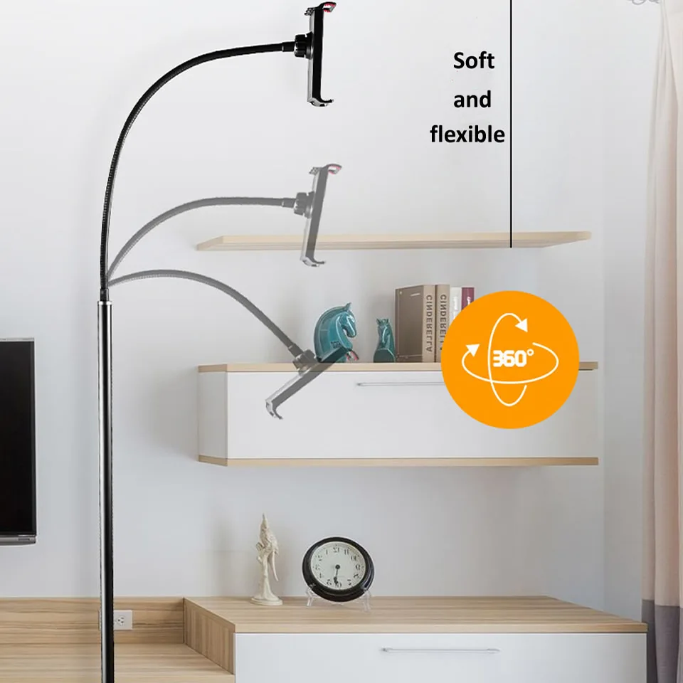 Suporte Dobrável do Telefone da Tabuleta do Suporte do Assoalho do Tripé de 1.76m para 412.9 Polegadas do Telefone Móvel Tablet Sofá Cama Suporte para Ipad ar Pro Montagem - Imagem 6
