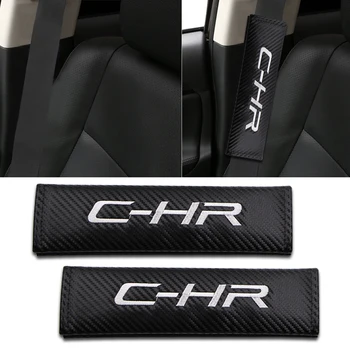 

2PCS car carbon fiber seat belt embroidery pattern covers seat belt holster For Toyotas C-HR CHR 2016 2018 2019 Accessories