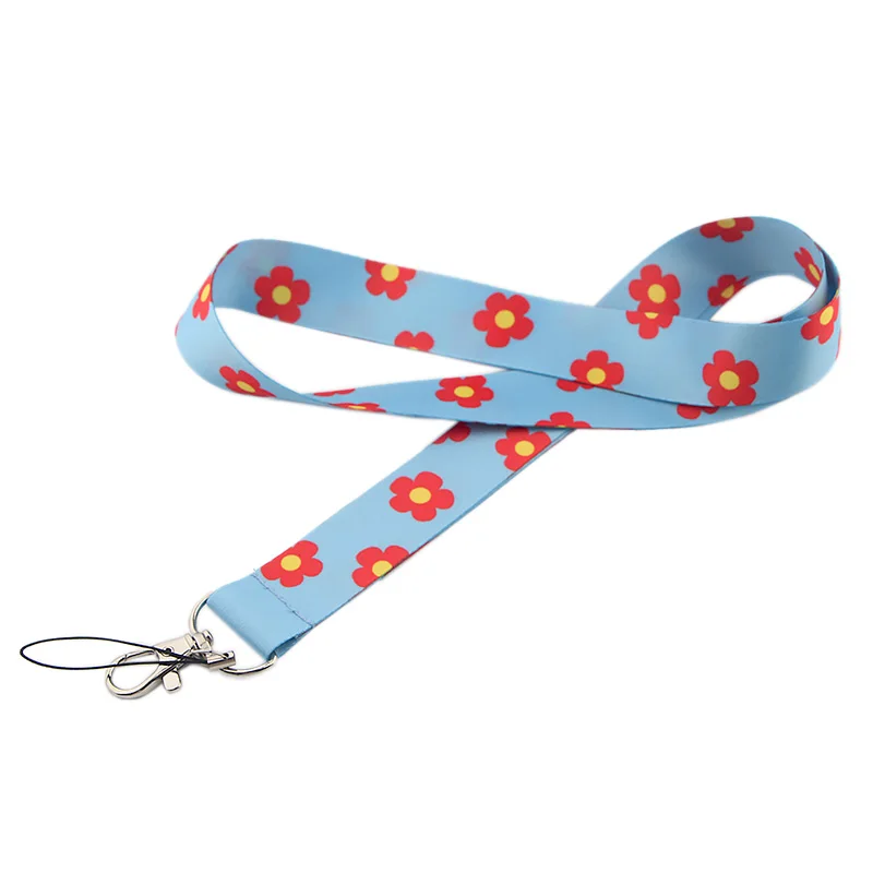 CA90 маленький красный брелок "Цветок" Lanyards держатель удостоверения личности ID карты пройти мобильный телефон USB бейдж держатель ключевой ремень