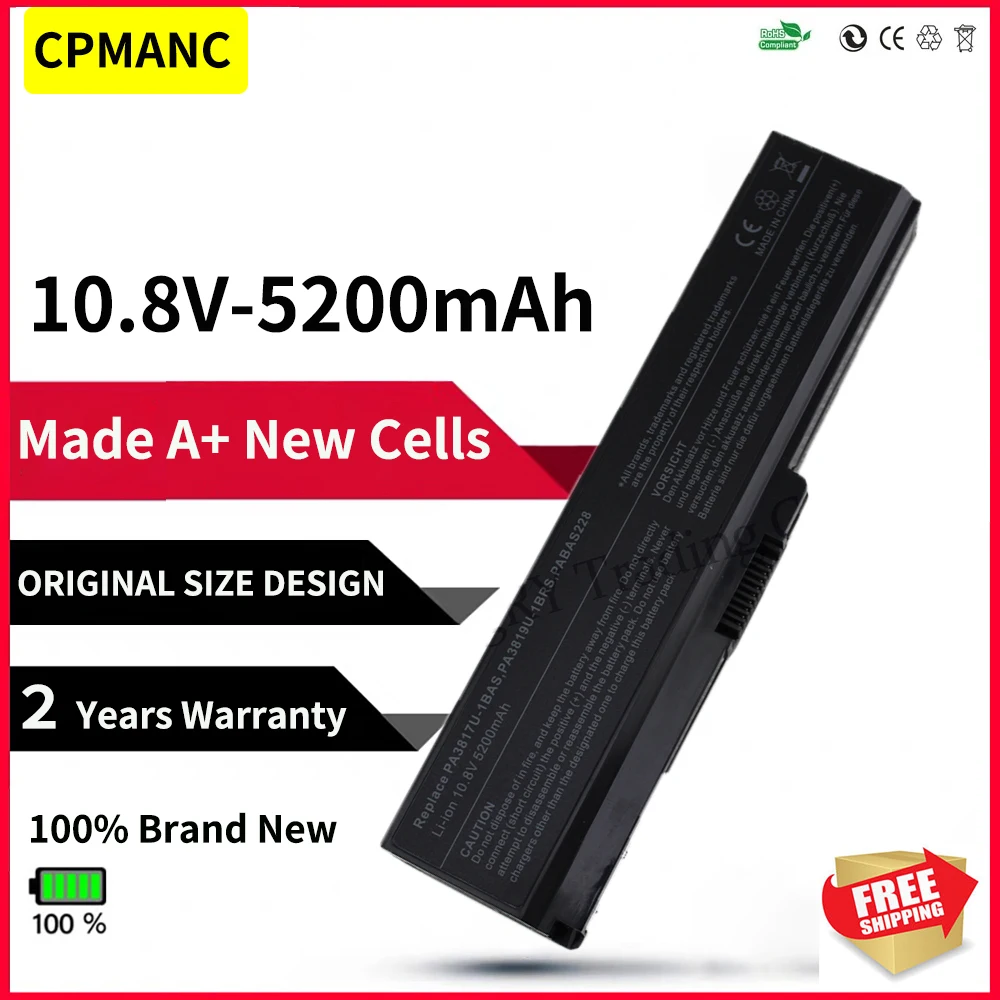 

6 Cells 4400MAH Battery For Toshiba PA3817U-1BRS PA3817 PA3818U-1BRS PA3817U For Satellite L745 L740 L655 L750 L750D L755 L630