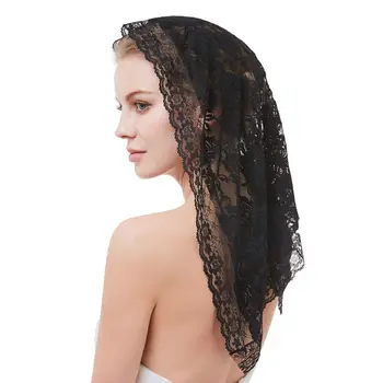 

95x55CM One-Layer Women Short Wedding Veil Delicate Crochet Floral Lace Jacquard Scalloped Trim Bridal Veil Face Cover No Comb