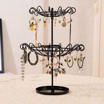

Two Tiers Metal Jewelry Organizer Stands Necklace Bracelet Ring Earring holder Jewelry Display Rack Holder Fashion Gift d88