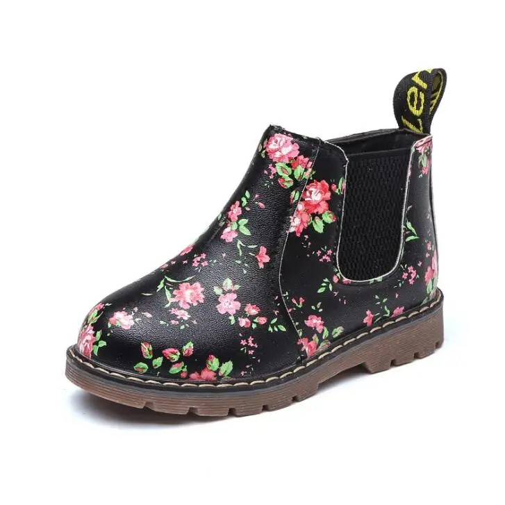 

Floral Flower Print Kids Winter Boots For Girls Autumn Children Martin Boots Size 21-36 Soft Rubber Unisex Boys Girls Boots
