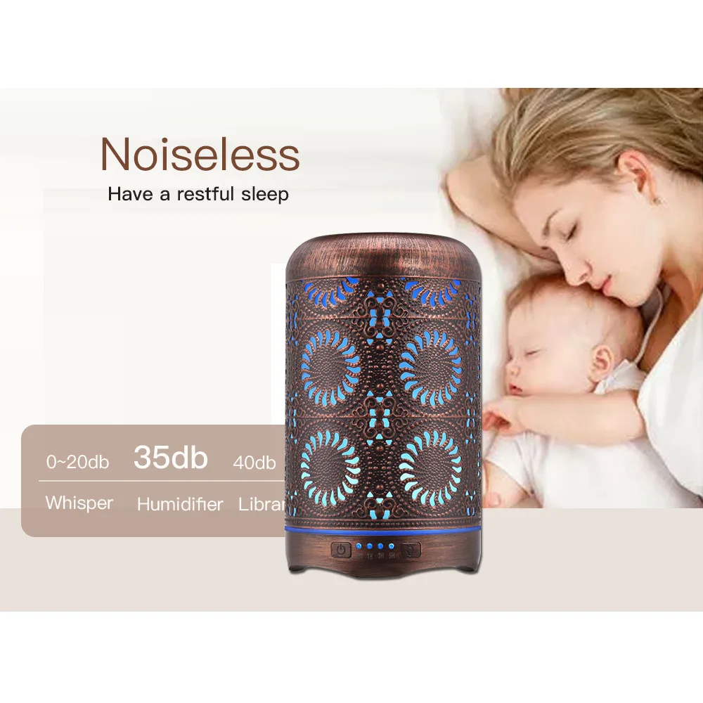 Günstig 250ml Bronze Metall Luftbefeuchter Aromatherapie Ätherisches Öl Diffusor Nebel Maker 7 Farbe Licht Ändern Lampe Für Home Office