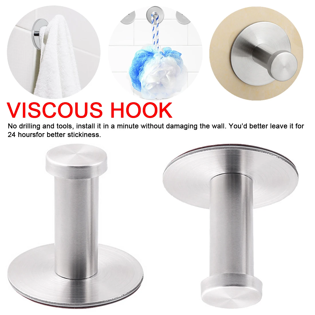 

Bathroom Kitchen Bar Wall Decor Hanger for Hanging Clothing Key Bag and Towel 1pc Rustproof Sticky Damage Free Hooks Door