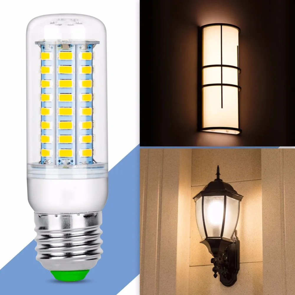 Светодиодная лампа Dersoy E27 220 В светодиодная SMD 5730 E14 светильник 24 36 48 56 69 72 LED s
