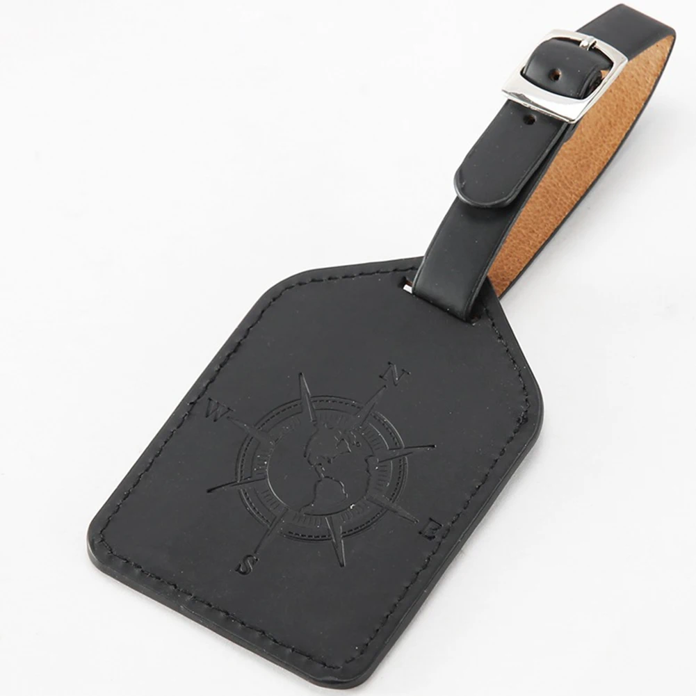 

Visible Address Portable Travel PU Leather Practical Luggage Tag Adjustable Buckle Carrying Label Bag Vintage Style Anti-lost