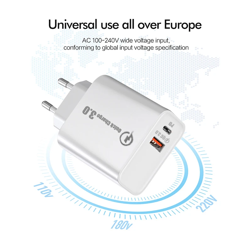 18 Вт QC 3,0 быстрое зарядное устройство EU/US вилка USB зарядное устройство адаптер для iPhone11 7 8 для samsung для huawei mate 30 Планшет настенный USB адаптер