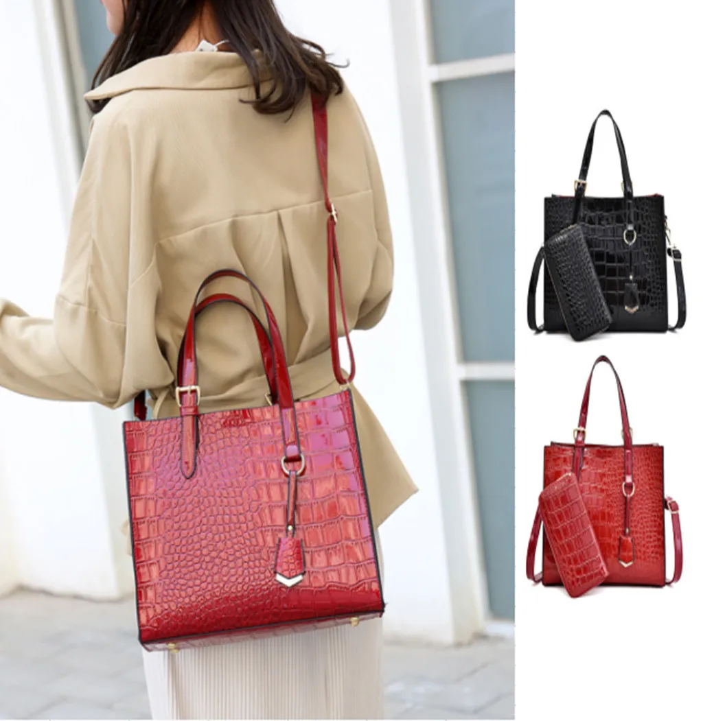 

Luxury Handbags Fashion Women 2Pcs Bags Designer Wild Crossbody Bag Big Capacity Messenger Shoulder Bag PU Phone Wallet Bags