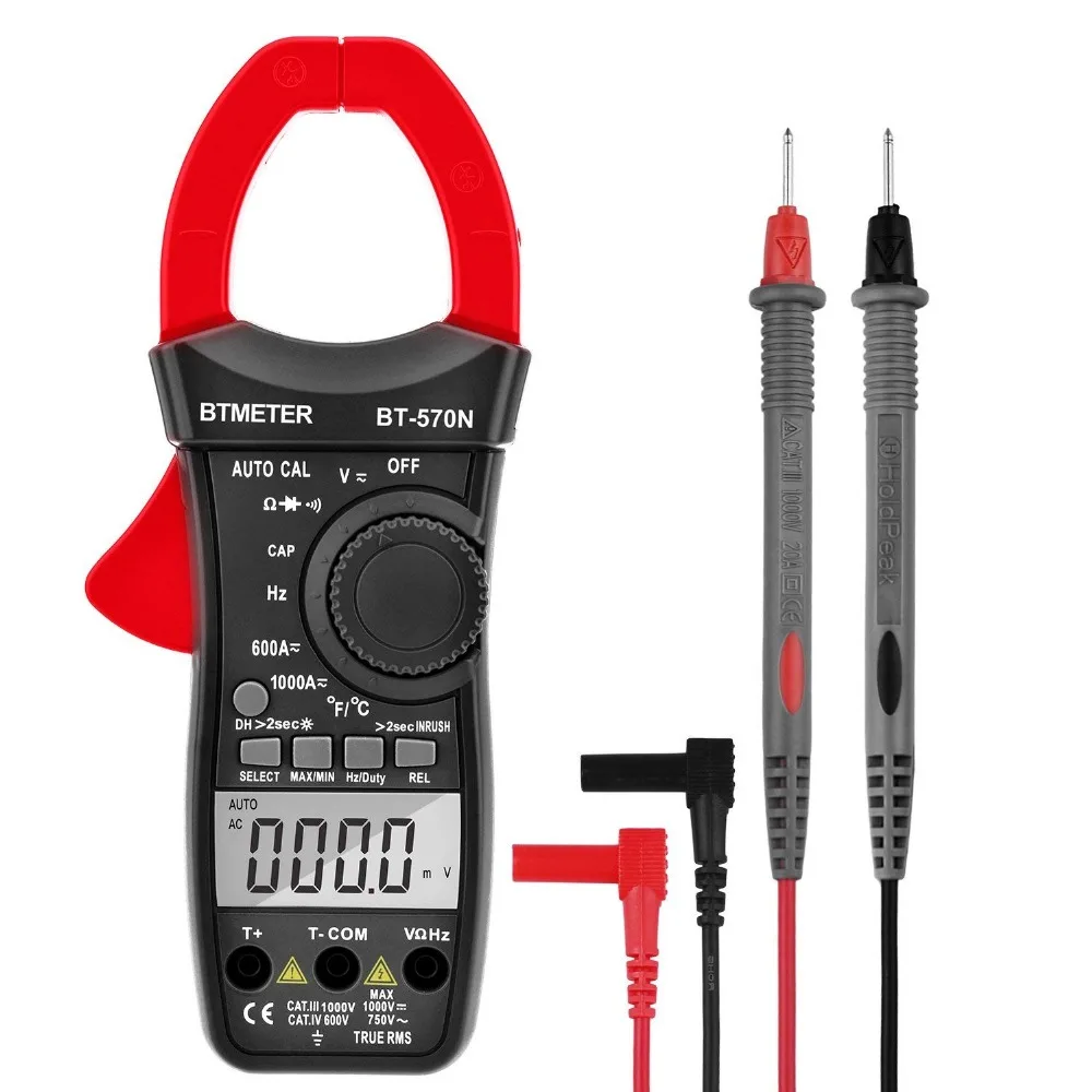 

BTMETER 570N Digital Clamp Meter Auto Range AC/DC Current Voltage Clamp meter 6000 Counts,True RMS Resistance Cap,Hz,Duty Cycle
