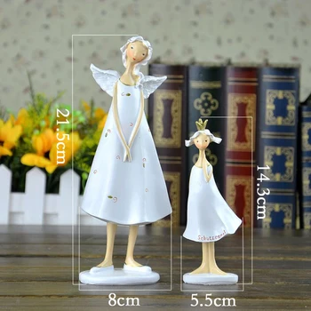 

Lovely American Angel Mother And Daughter Statue Ornament Gifts Figurine Set Cafe Shop Living Room Home Resin Decoration