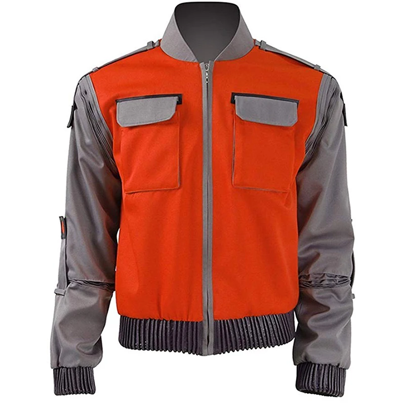 

Cossky Marty McFly Jr Cosplay Costume Back Future Jacket Orange Pilot Jacket Men Winter Coat