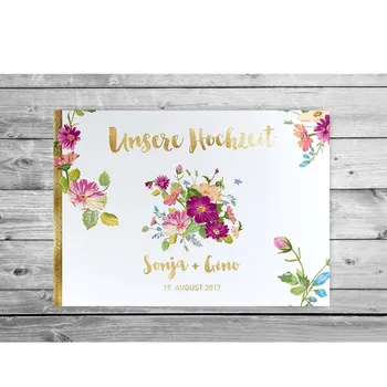 

personalised Guestbook wedding without questions white pages blanko photobuch and classy romantic Spring Flower Engagement Book