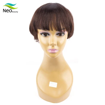 

Pixie Cut Wig Ombre Burgundy Straight Bob Human Hair Wigs Remy Bangs Short Wig Cheap Human Hair Wig With Free shipping