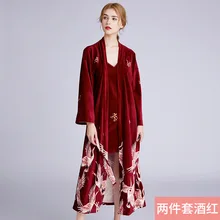 Зимние теплые халаты для сна пижамные комплекты длинный халат платье халаты женский пеньюар сексуальное ночное белье Пальто