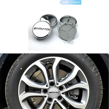 

4pcs 75mm silver car tire wheel center cover car hubcaps Car accessories For Mercedes benz AMG A B R G Class GLK GLA C200 E200