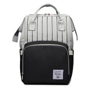 Baby Diaper Bags New Fashion Striped Mummy Backpack Designer Nursing Care Baby Bag for Mom Travel Maternity Nappy Bag - Цвет: Black