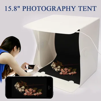 

Portable 15.8 Inch Folding Light Box Photography Studio Softbox LED Light Soft Box Tent Kit for Phone Camera Photo Background