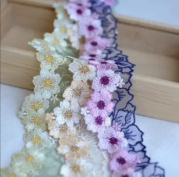 

2 Meters Purple Skin Green Embroidered Floral Lace Fabric 2020 New Lace Wedding Dress Accessories Lace Trim