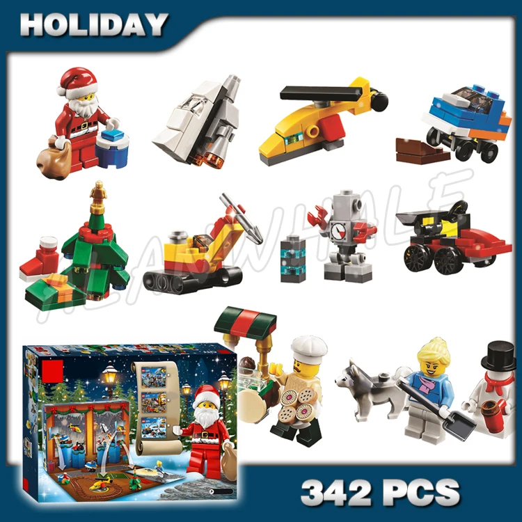 

342pcs Winter Holiday City Town Advent Calendar Spaceship Robot 11012 Model Building Blocks Toys Bricks Compatible with Lego