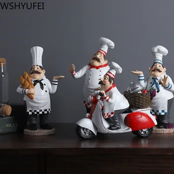 

WSHYUFEI Resin Chef Figurines Modern Creative Crafts Gifts Ornaments dining table Cute Character People statue Decoration
