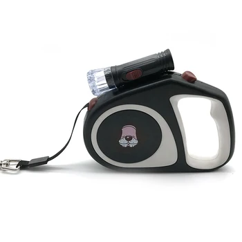 

5M Walking Running Pet Supplies Retractable Traction Rope Creative Lamp Automatic Dog Leash Dog Rope Black