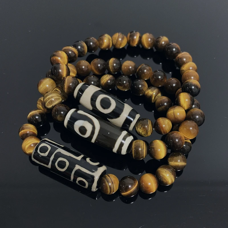 Натуральные тибетские дзи браслеты из агата целебные ювелирные изделия Будда молитва 9-глазый Шарм желтый тигровый глаз драгоценные камни браслеты для мужчин